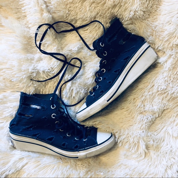 navy converse wedges